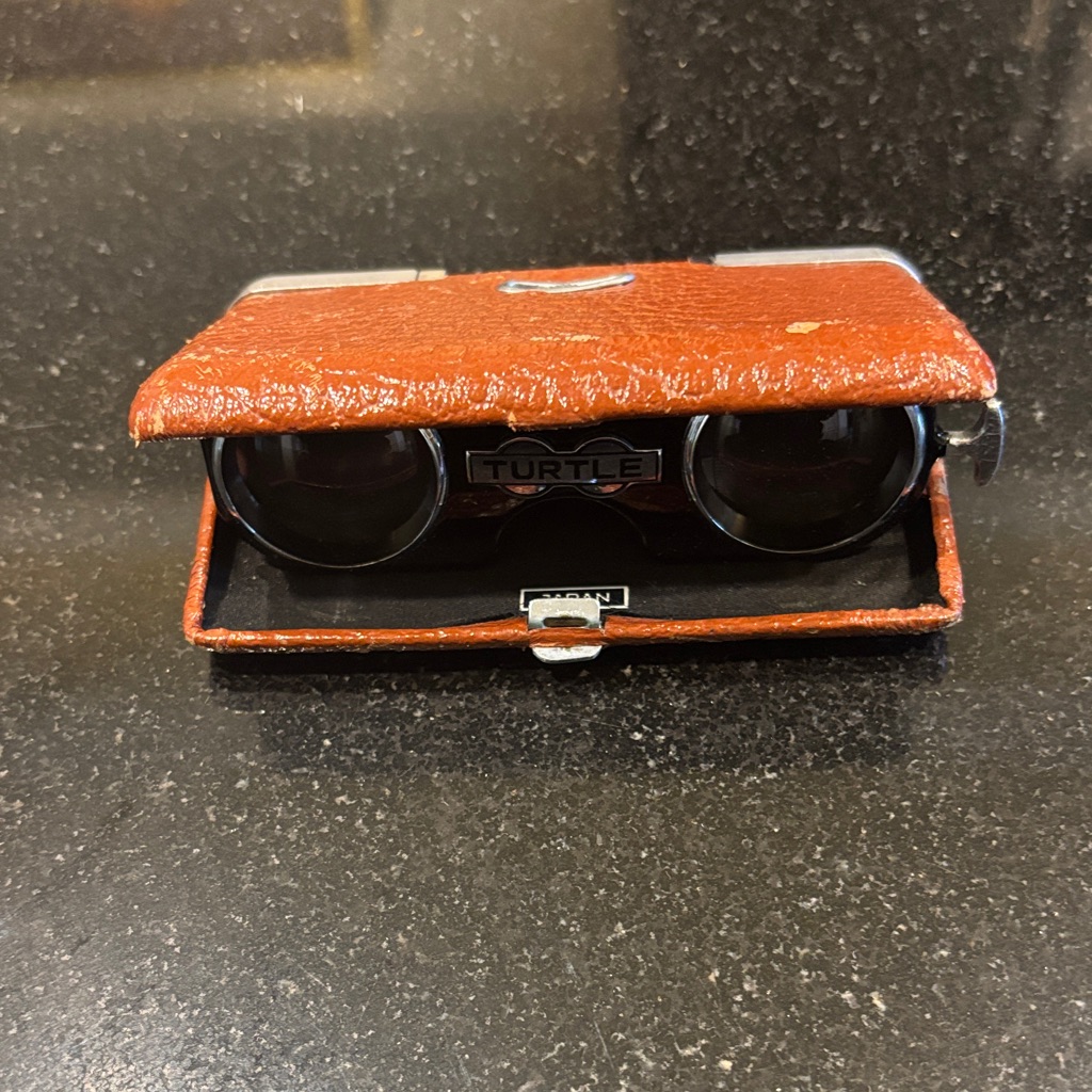 Saleantique Brown Leather Opera Glasses In Case